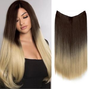 NWT Dark Brown to Ash Blonde Straight 12” Halo 2024 RATED BEST HAIR EXTENSION 🏆